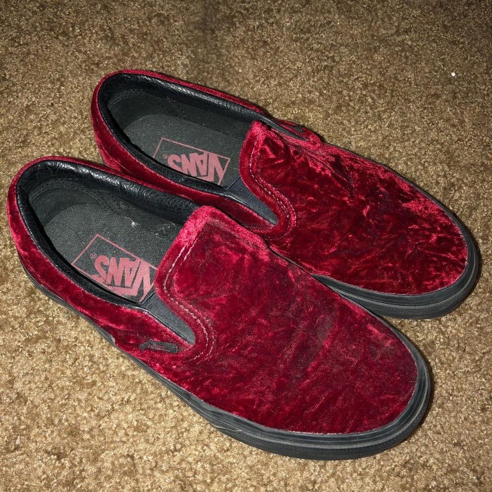 Vans Oxblood Velvet Slip-Ons